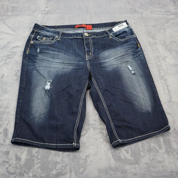 Zanadi Shorts Women 24 Blue Denim Casual Outdoors Preppy Distressed Bermuda - Picture 1 of 14